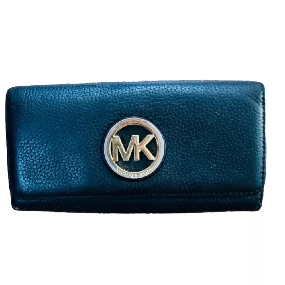Michael Kors Set Multifunction Leather Wallet for Women - Black